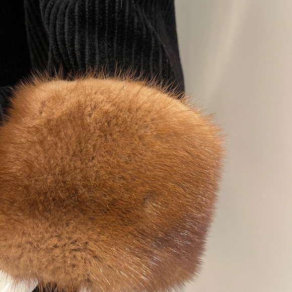 Revillon cashmere corduroy coat with mink collar and cuffs - Picture 3 of 6